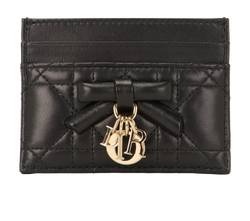 Christian Dior Lady Dior Freesia Card Holder, Leather, Black, MII, BD/B,2*